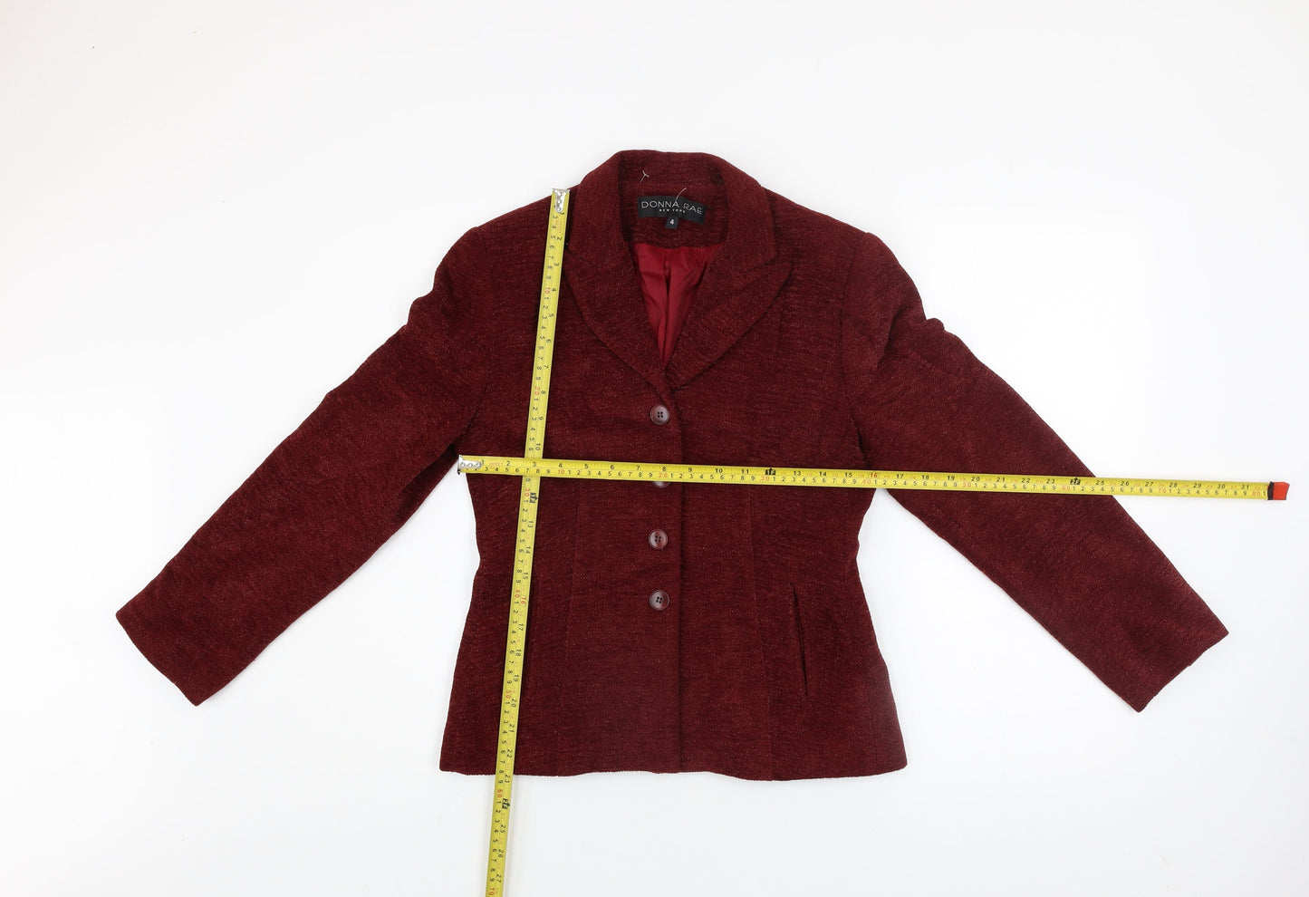 Donna Rae Women's Red Wool Blend Blazer Jacket Size 8