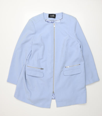 Wallis Women’s Blue Zip-Up Lined Jacket L Regular Fit