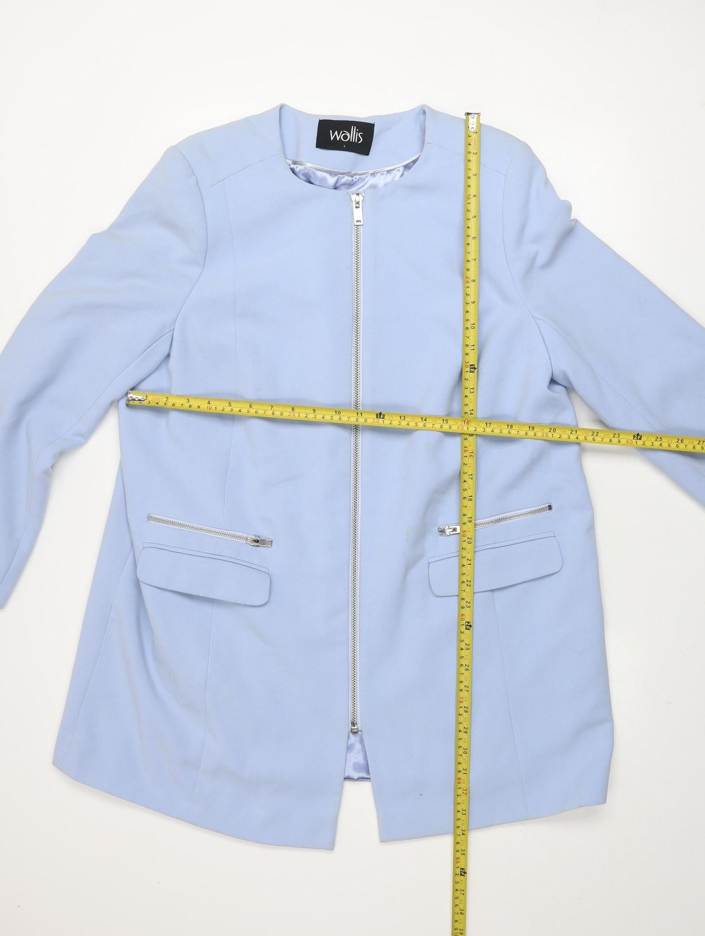 Wallis Women’s Blue Zip-Up Lined Jacket L Regular Fit