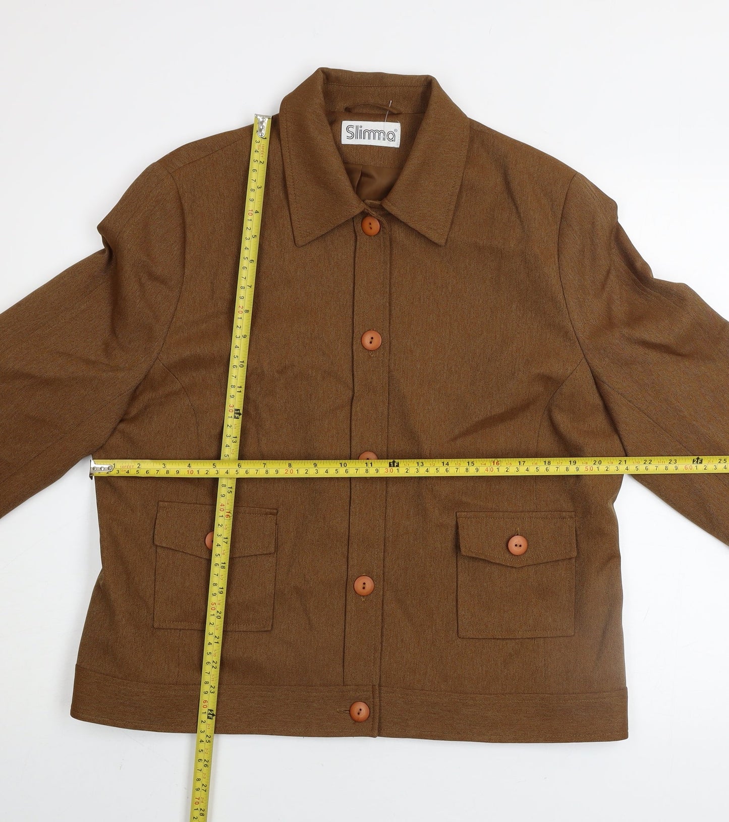 Slimma Women’s Brown Polyester Lined Short Jacket Size 18