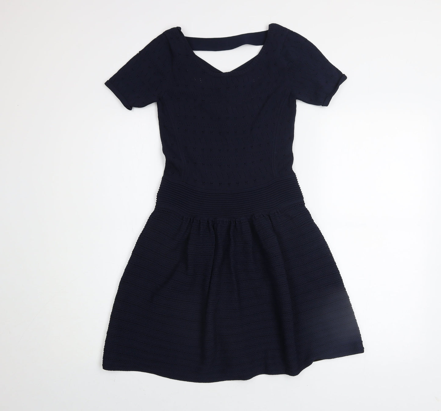 French Connection Women Blue Size 10 Fit & Flare Knit Dress