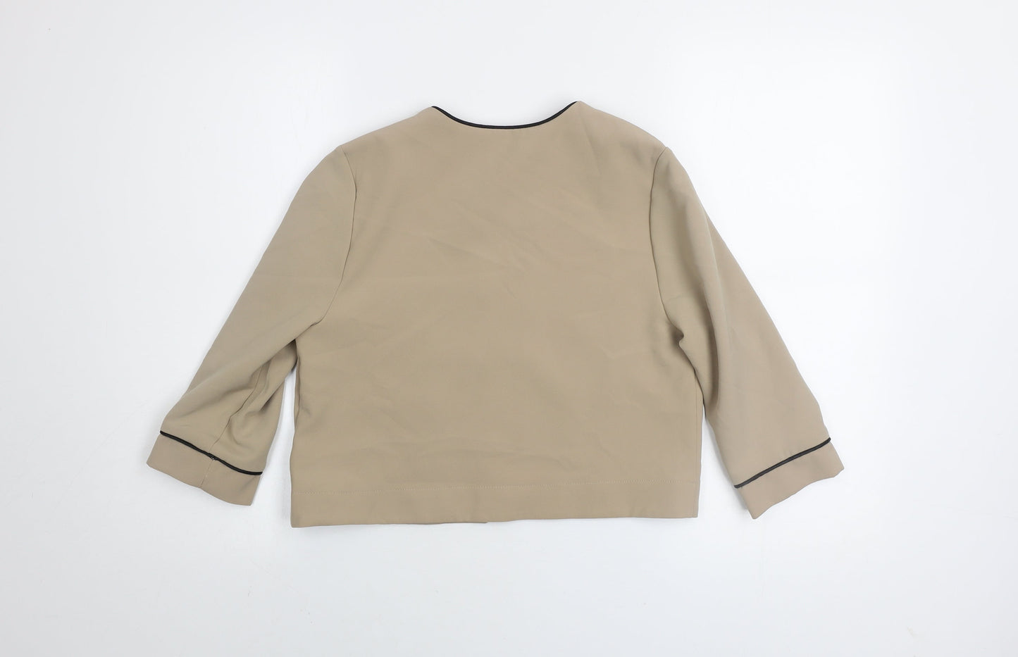 Alter Petite Beige Collarless Women's Jacket Size 6 Stretch Pockets