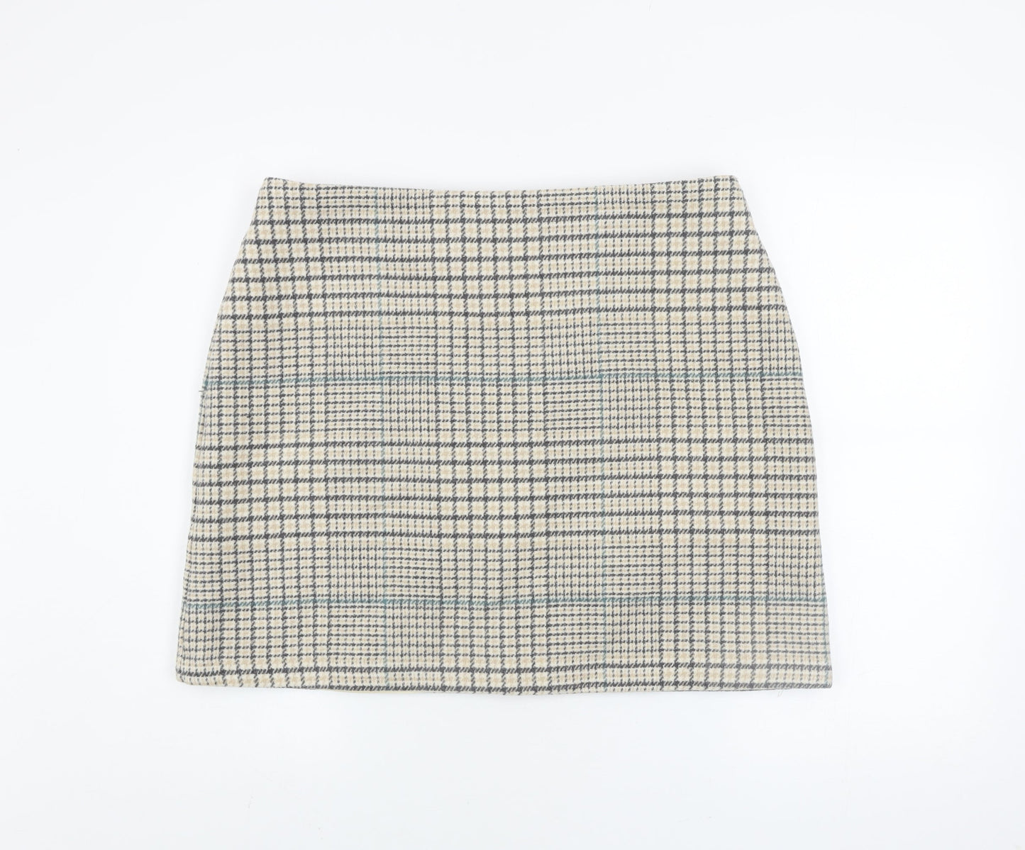 Nutmeg Women Beige Check Tweed Pencil Skirt Size 16