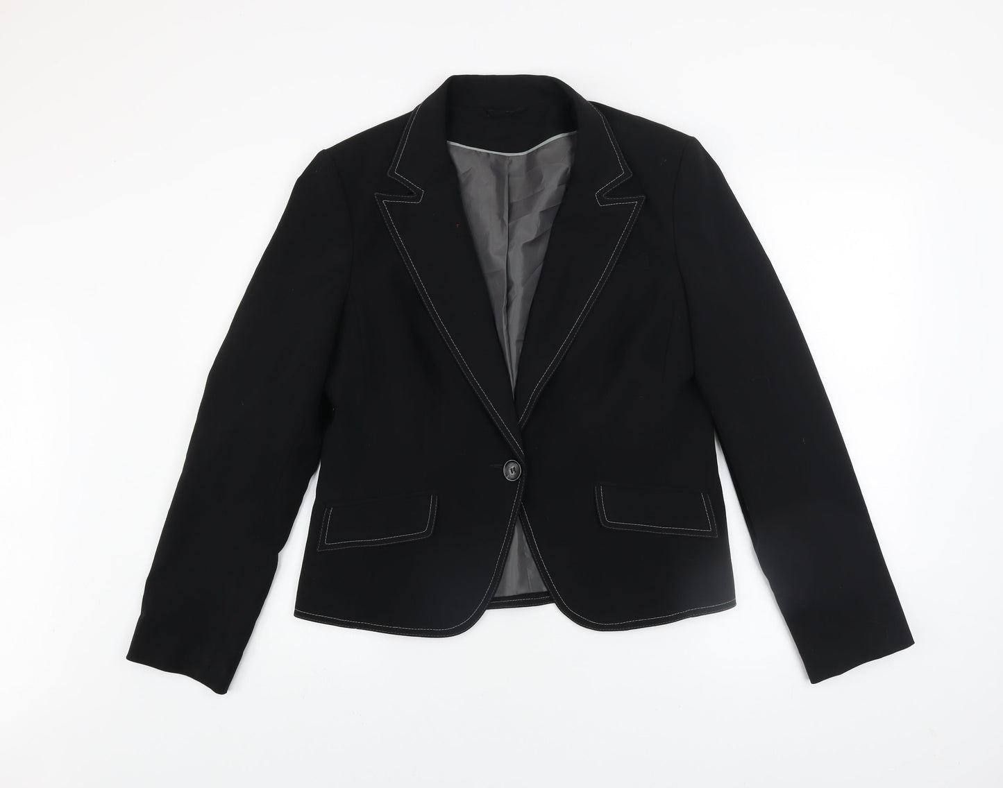 Dorothy Perkins Women Black Size 14 Classic Single-Breasted Blazer