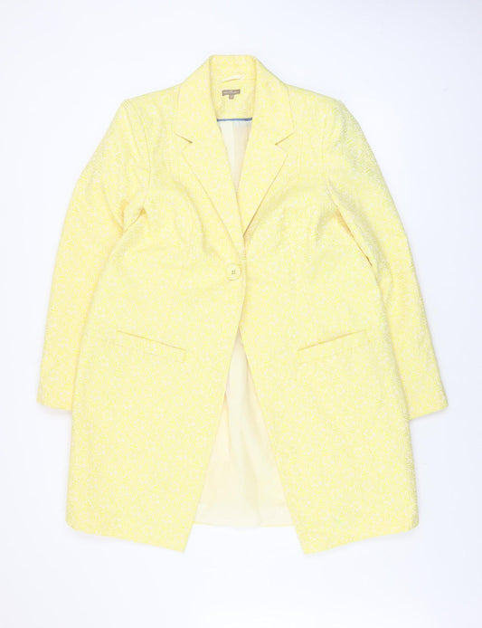 M&Co Boutique Womens Yellow Geometric Blazer Jacket Size 14