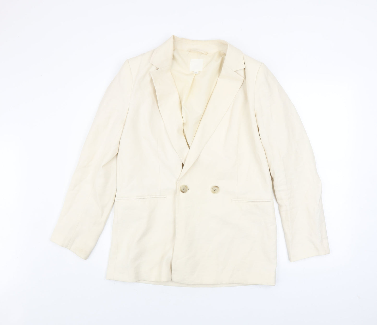 H&M Women’s Ivory Blazer Jacket Size 8 Regular Fit Lined