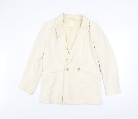 H&M Women’s Ivory Blazer Jacket Size 8 Regular Fit Lined
