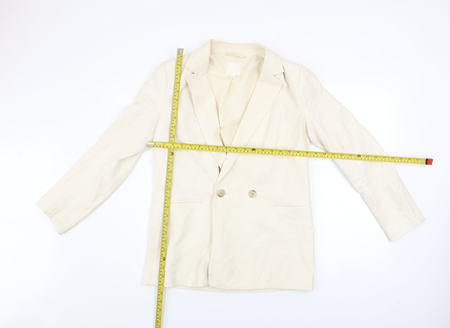 H&M Women’s Ivory Blazer Jacket Size 8 Regular Fit Lined