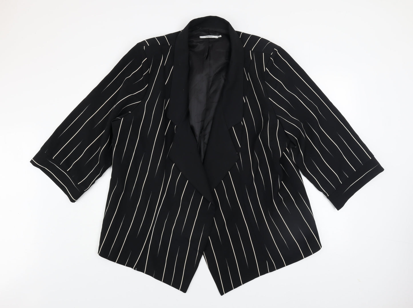 Personal Choice Womens Black Striped Plus Size 24 Relaxed Fit Blazer