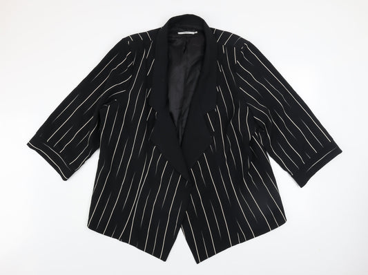 Personal Choice Womens Black Striped Plus Size 24 Relaxed Fit Blazer