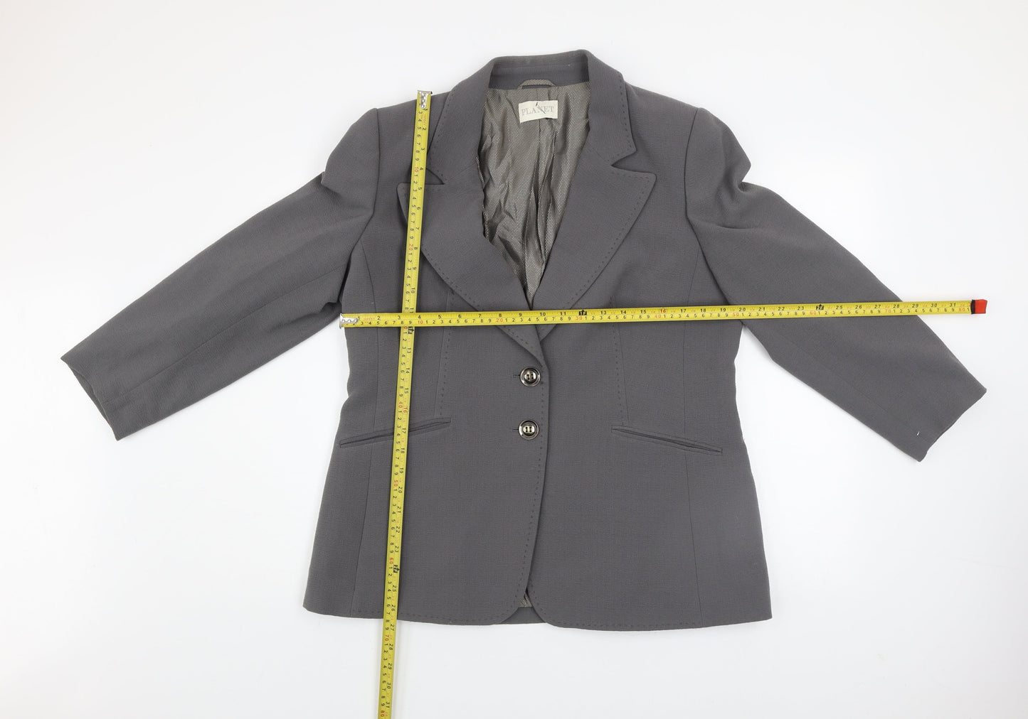 Planet Women's Grey Classic Blazer UK 16 Formal Work Jacket