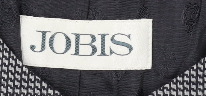 JOBIS Women's Grey Wool Checked Mid-Length Overcoat Size 8