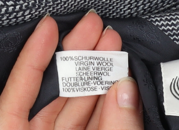 JOBIS Women's Grey Wool Checked Mid-Length Overcoat Size 8