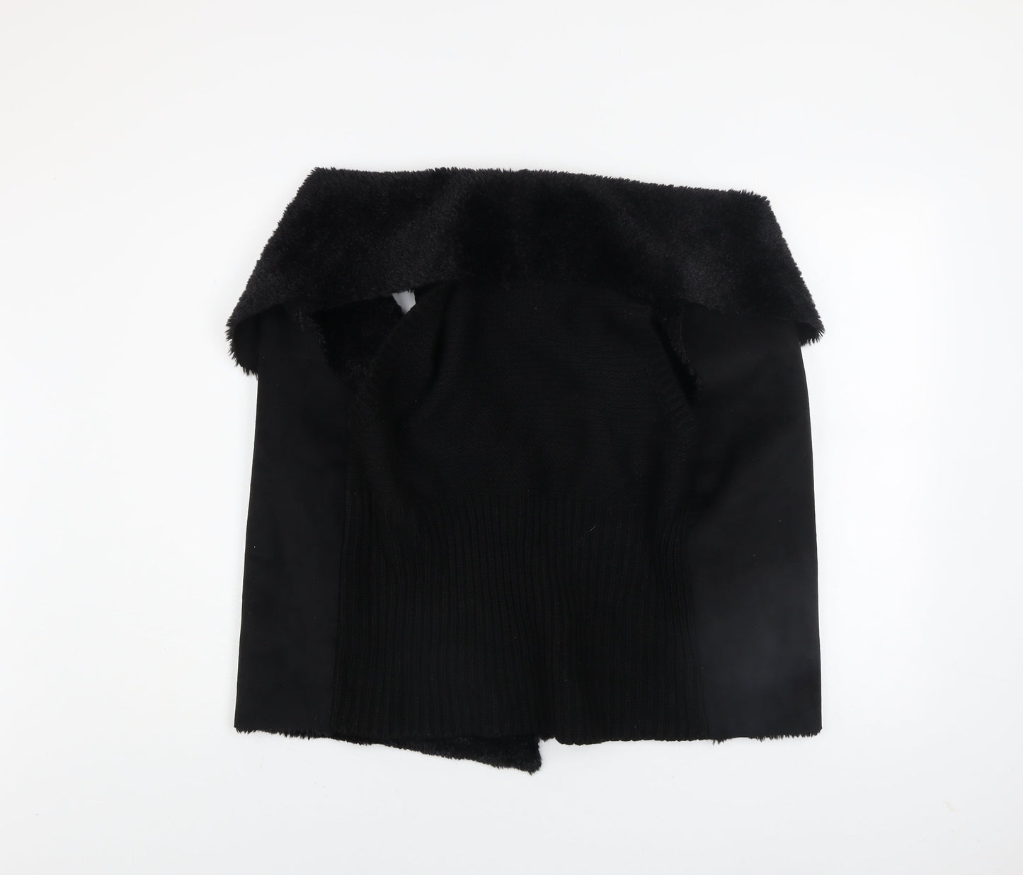 Chelsea & Theodore Women's Black Faux Fur Trim Acrylic Waistcoat L
