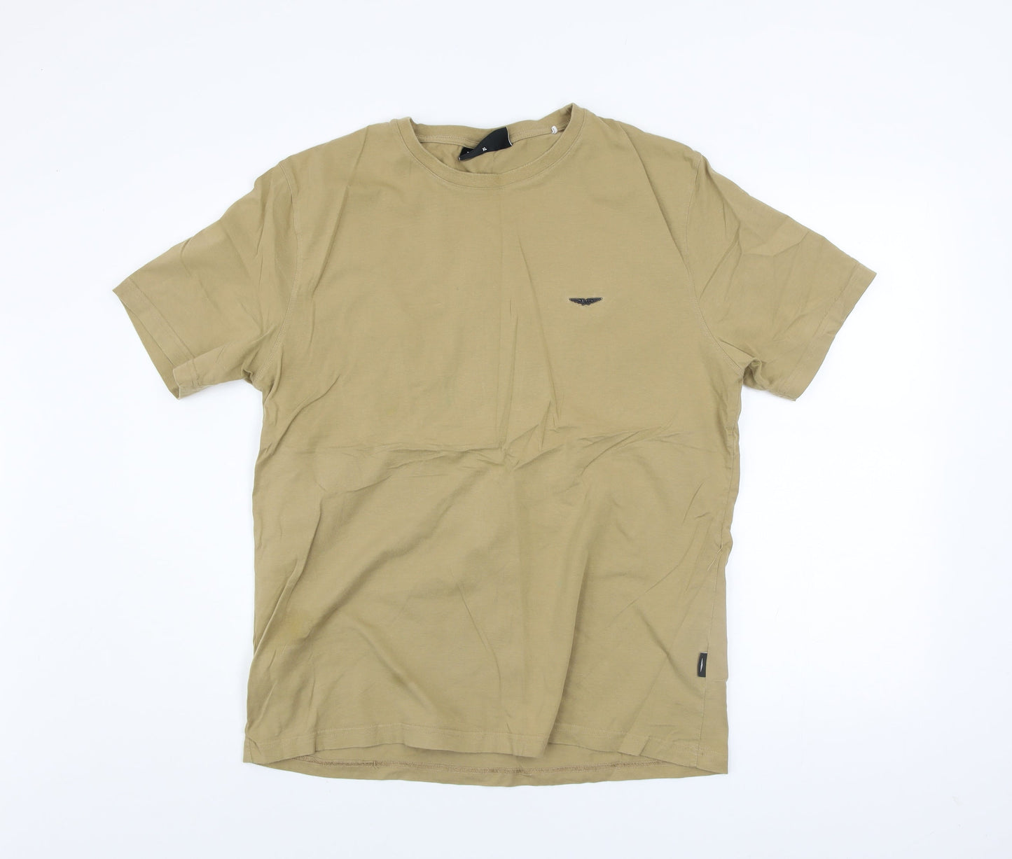 Police Men's Beige XL Crew Neck Cotton T-Shirt
