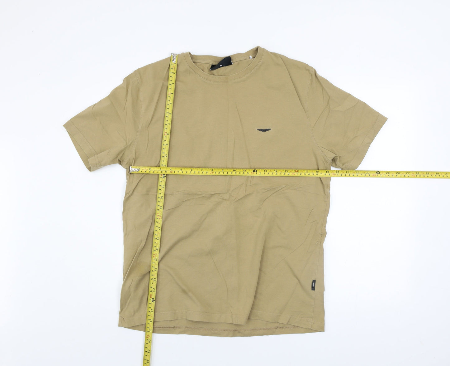 Police Men's Beige XL Crew Neck Cotton T-Shirt