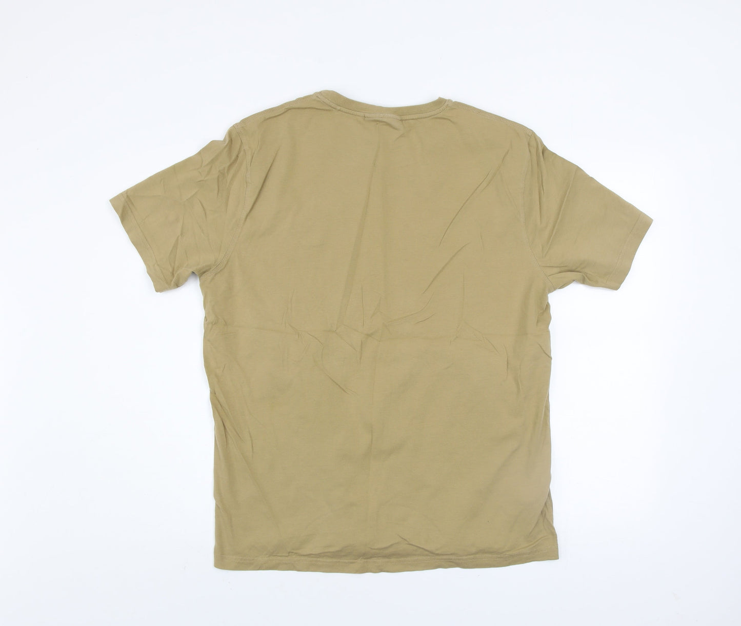 Police Men's Beige XL Crew Neck Cotton T-Shirt