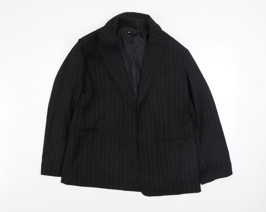 ASOS DESIGN Womens Black Pinstripe Blazer Size 8 Classic Fit