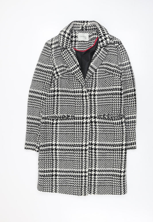 George Women’s Black & White Check Tweed Blazer UK 8 Classic Lined Jacket