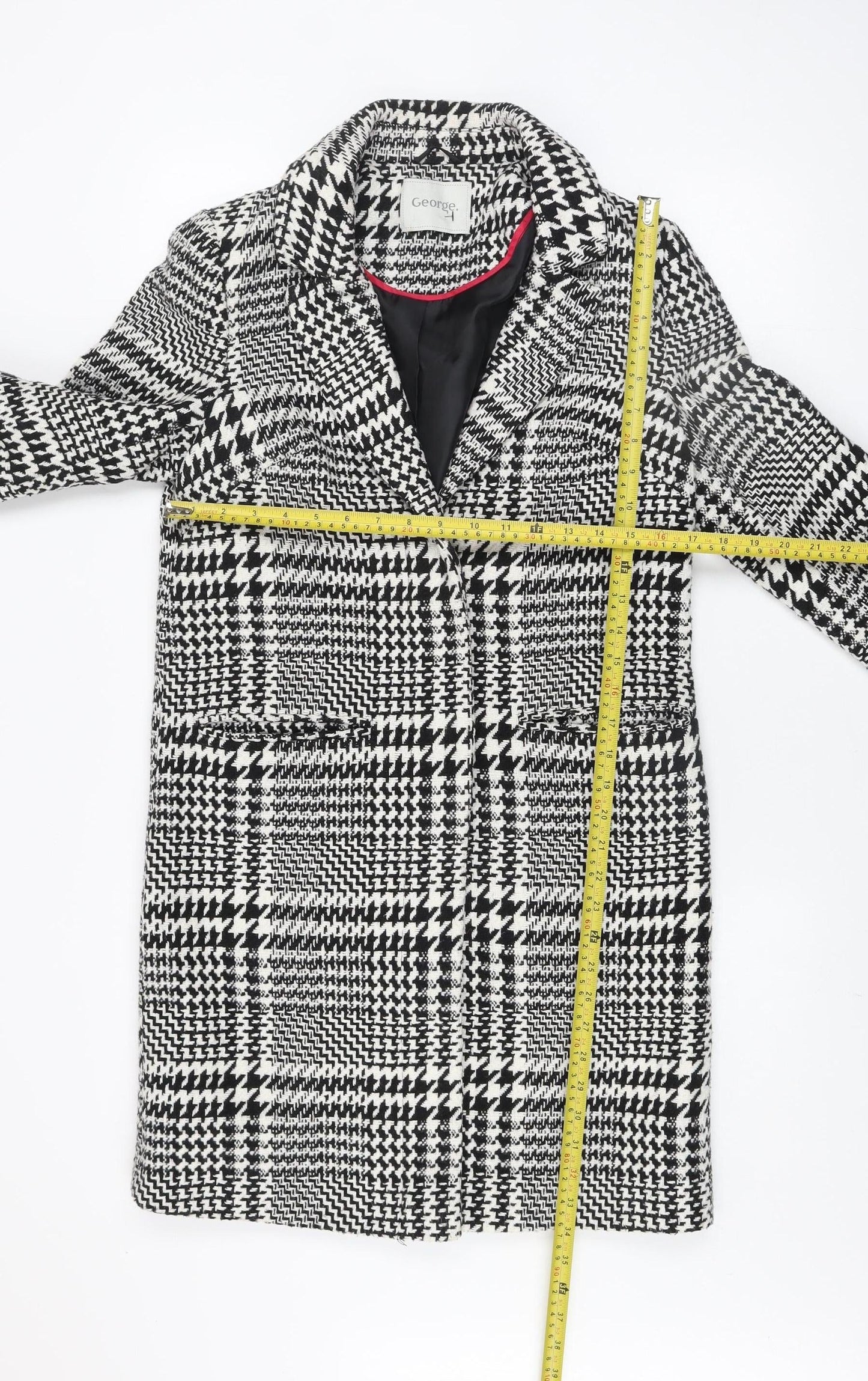 George Women’s Black & White Check Tweed Blazer UK 8 Classic Lined Jacket