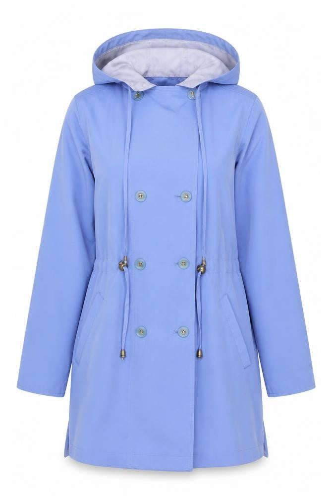 Silkana Nuage Women Blue Hooded Button Waterproof Jacket Size 10