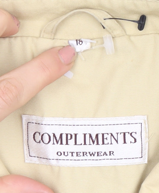 Compliments Women Beige Size 18 Mid-Length Classic Rain Coat
