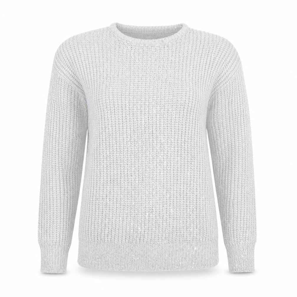 Atmosphere Women's Silver Sequin Chunky Knit Jumper Size 10