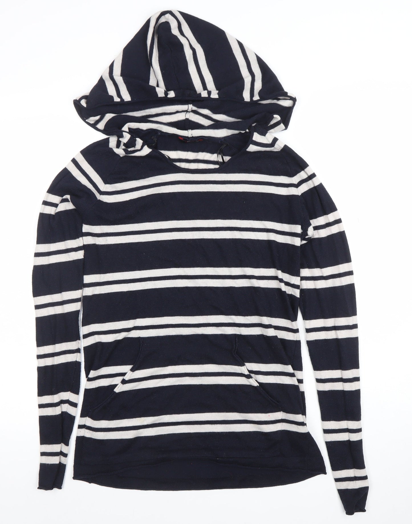 INC International Concepts Women Blue Striped Hooded Jumper Size 8