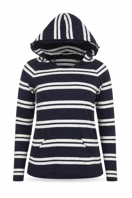INC International Concepts Women Blue Striped Hooded Jumper Size 8