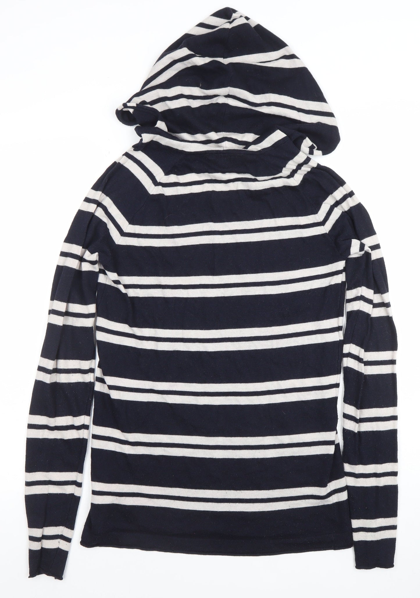 INC International Concepts Women Blue Striped Hooded Jumper Size 8