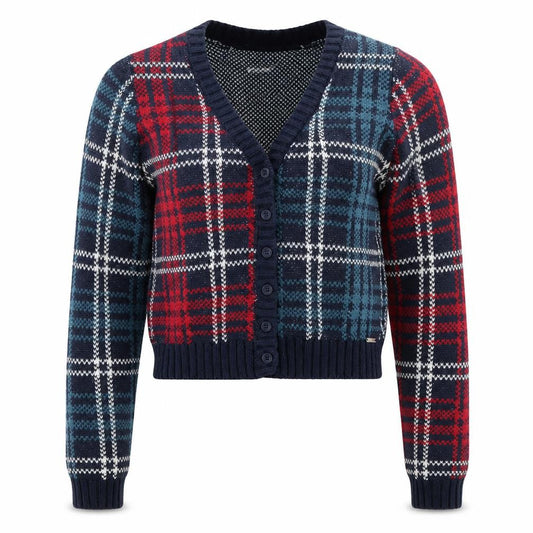Hollister Womens Multicoloured Check Knit V-Neck Cardigan S