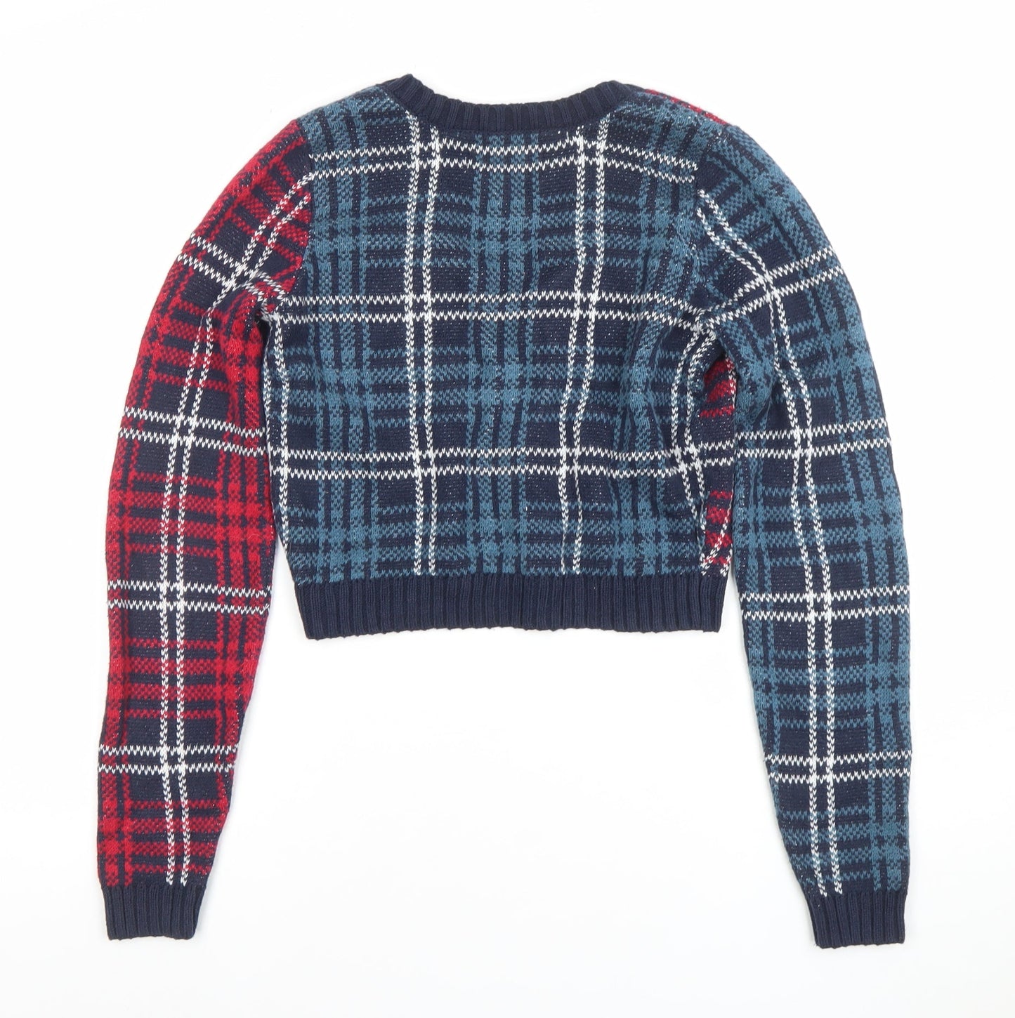 Hollister Womens Multicoloured Check Knit V-Neck Cardigan S