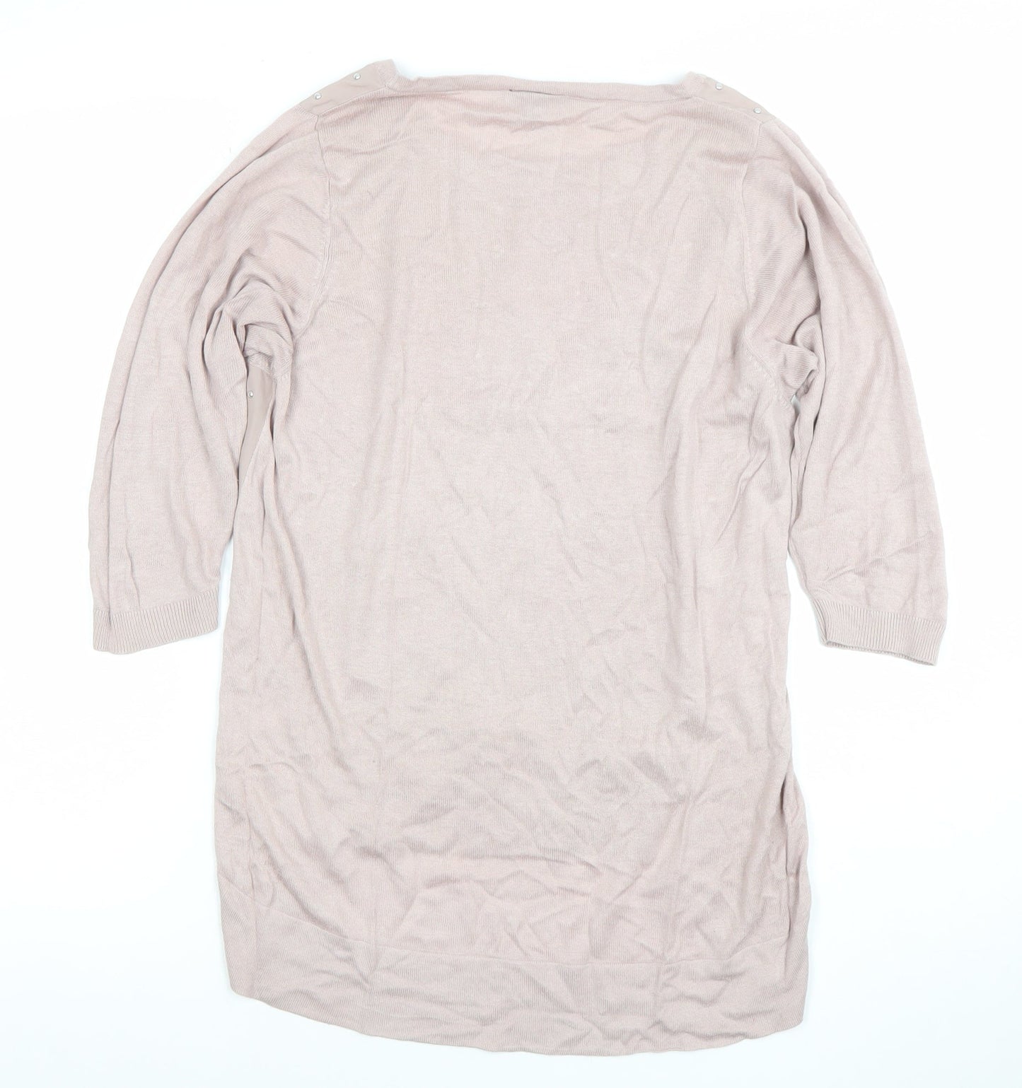 Warehouse Women’s Beige Beaded Tunic Top Size 6 3/4 Sleeve