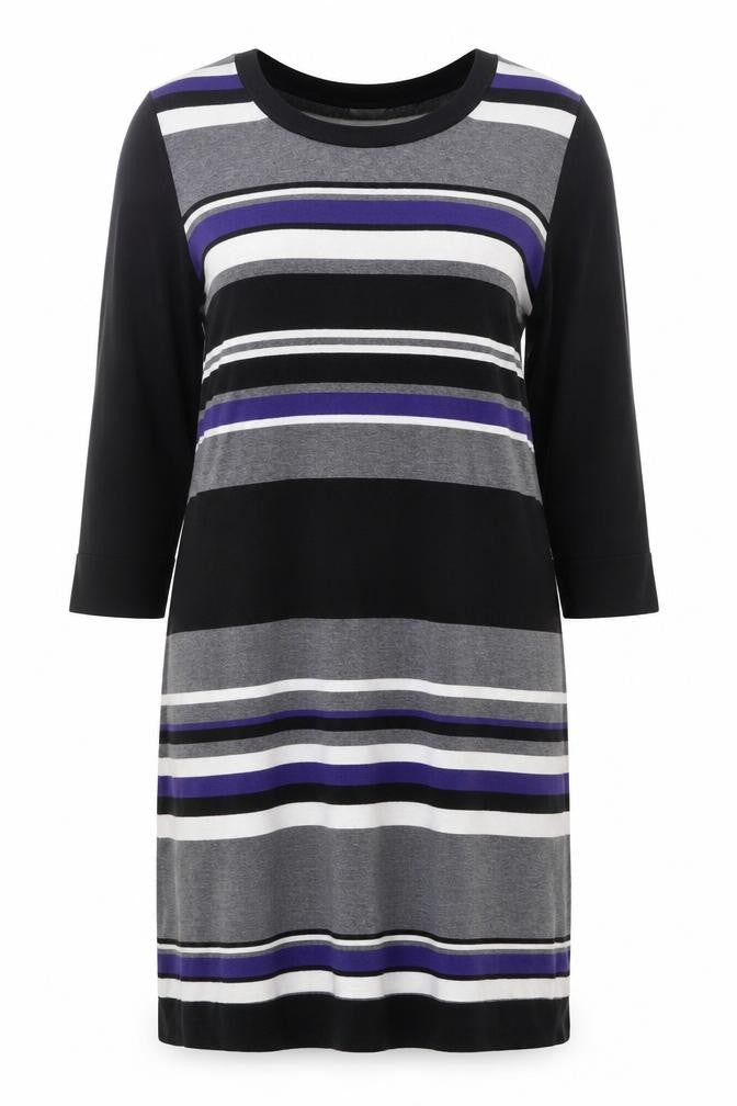Planet Women’s Black Grey Striped Knit Shift Dress Size L