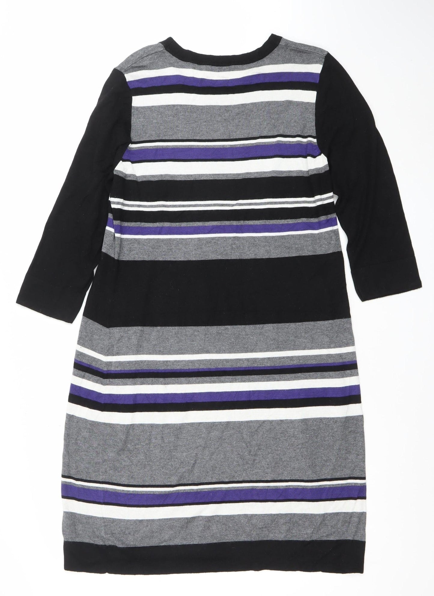 Planet Women’s Black Grey Striped Knit Shift Dress Size L