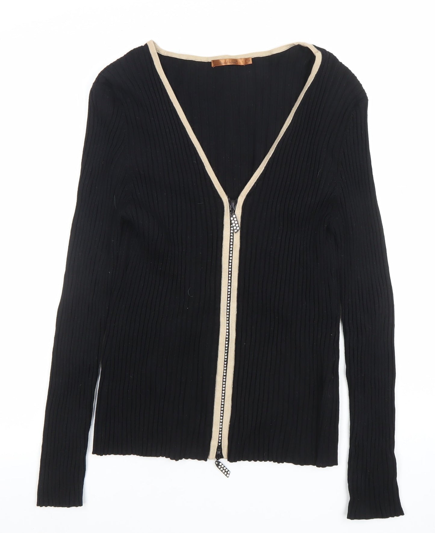 Belldini Women’s Black V-Neck Full Zip Cardigan Size M