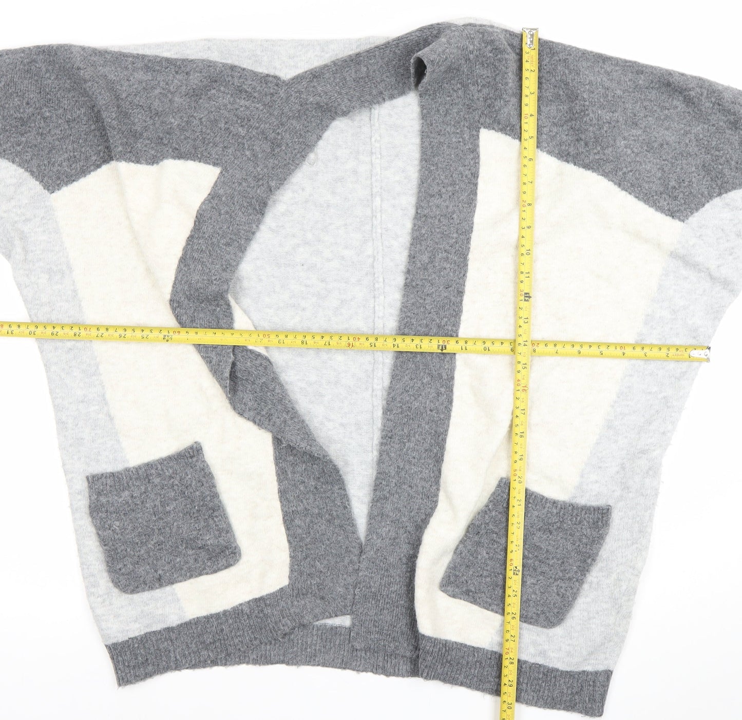 Marks and Spencer Women’s Grey Knit Open Cardigan L Relaxed Fit