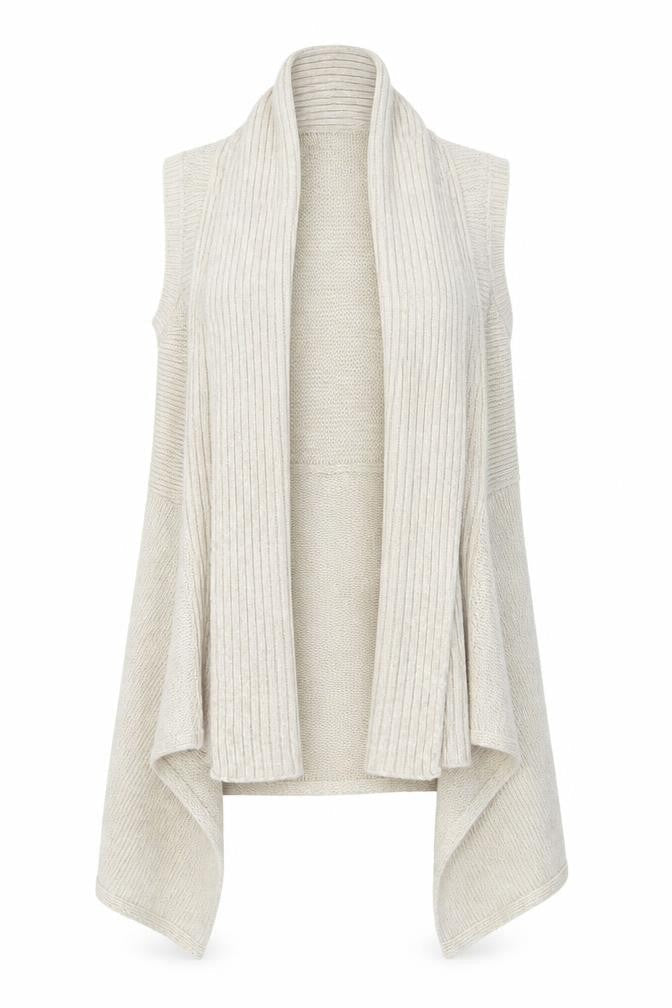 New Look Women's Beige Knit Sleeveless Open Cardigan Size 10