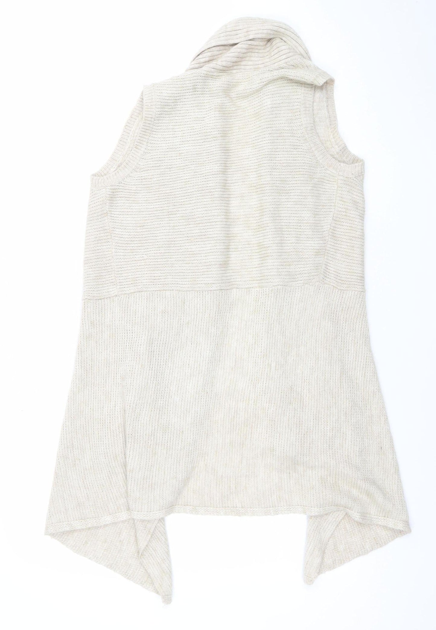 New Look Women's Beige Knit Sleeveless Open Cardigan Size 10