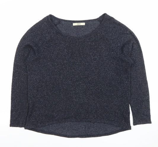 Oasis Women Blue Knit 3/4 Sleeve Pullover Jumper M