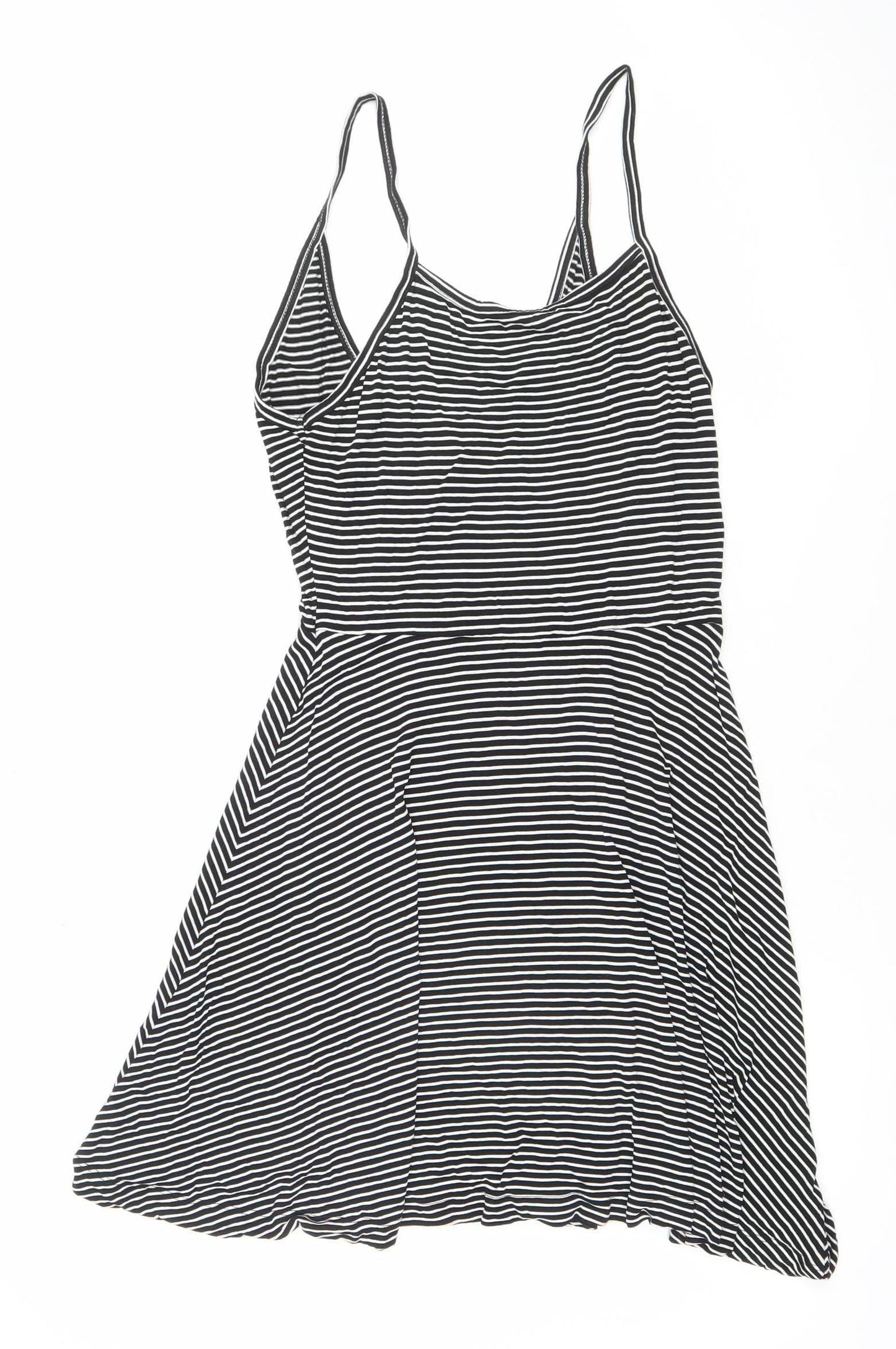 H&M Divided Women’s Black Striped Viscose Sleeveless Slip Dress Size 12