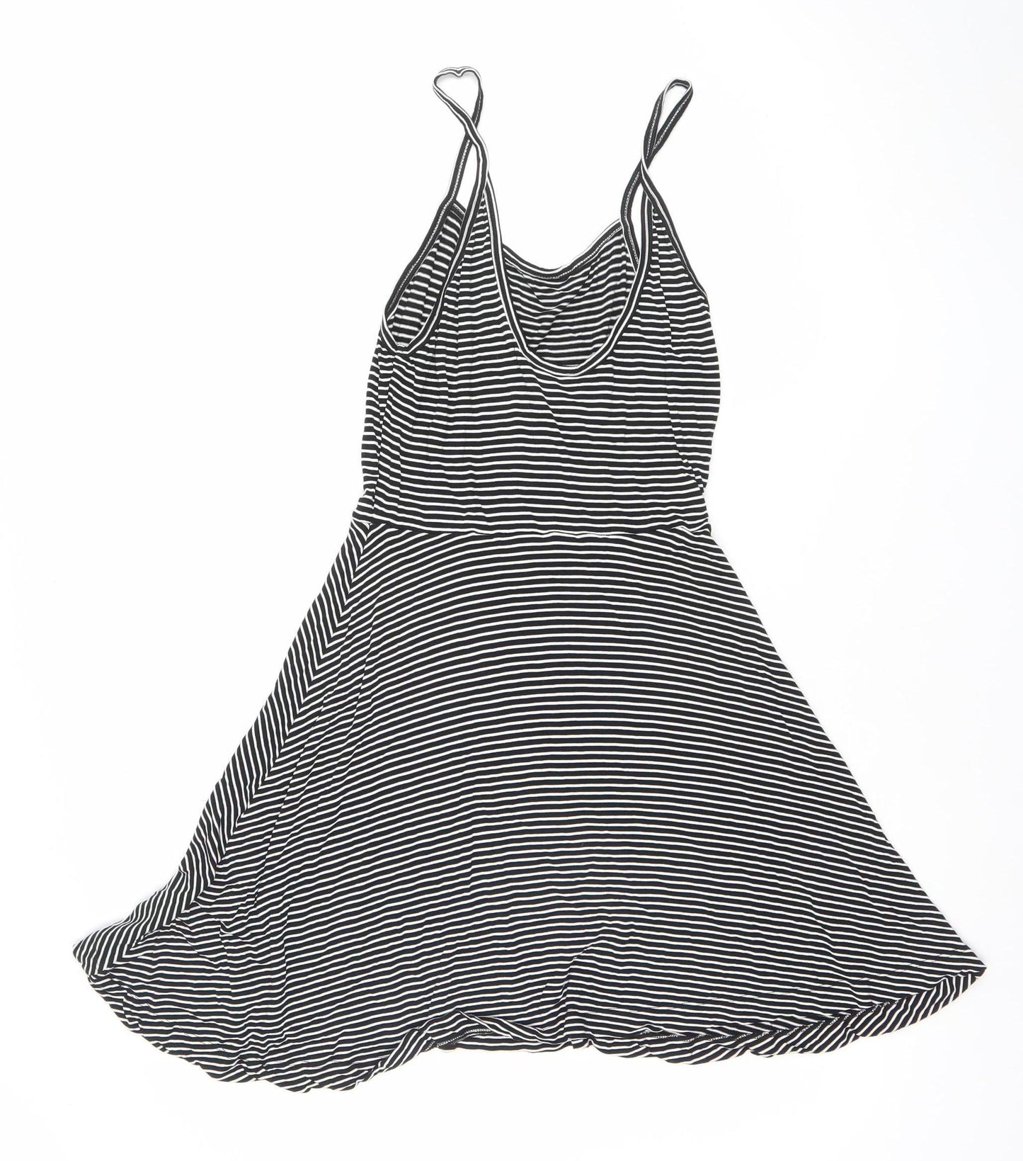 H&M Divided Women’s Black Striped Viscose Sleeveless Slip Dress Size 12