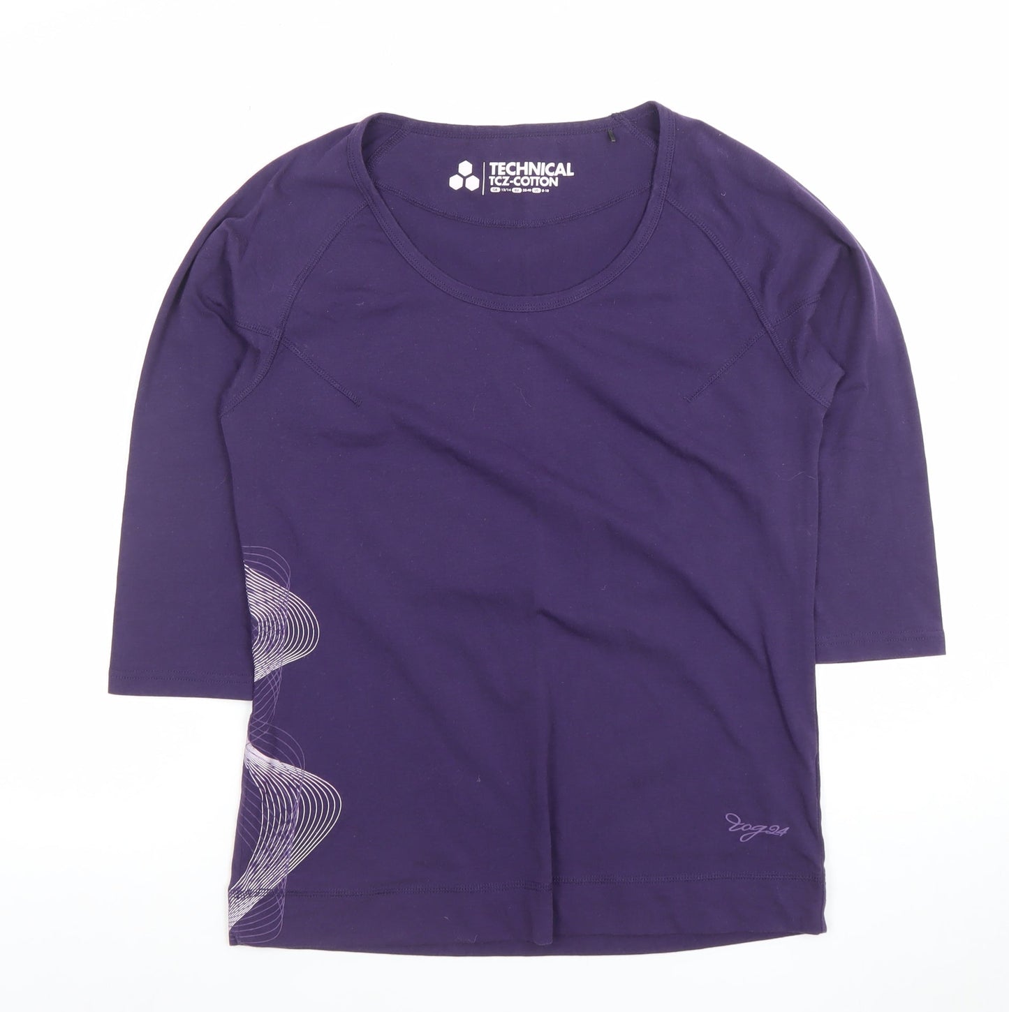 Tog 24 Womens Purple Technical Cotton 3/4 Sleeve T-Shirt Size 12