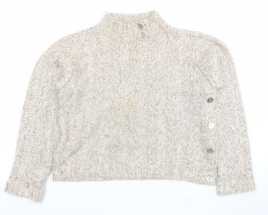 Papaya Women’s Beige Cable-Knit High Neck Jumper Size 18