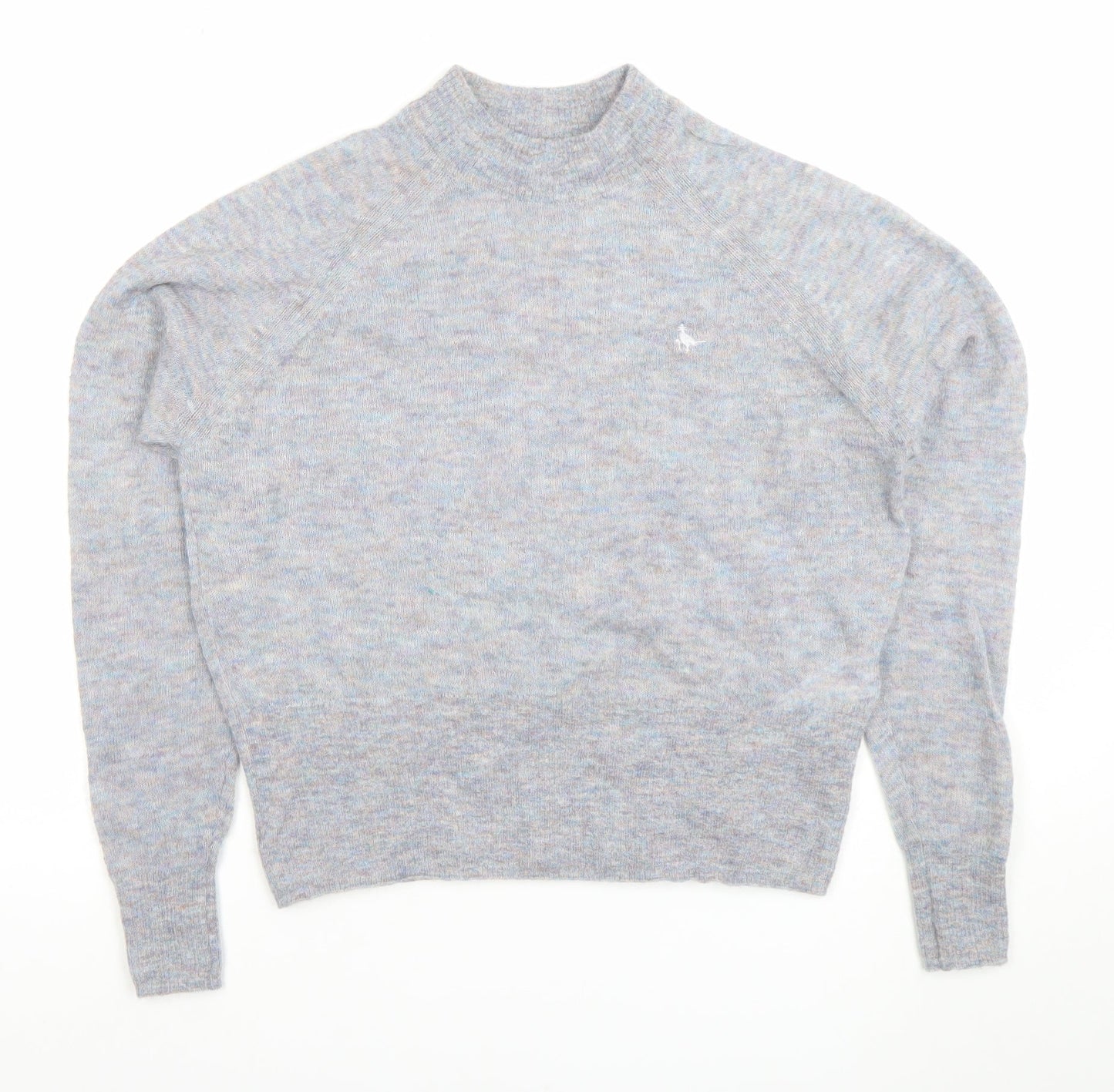Jack Wills Women’s Grey Wool Mock Neck Long Sleeve Jumper Size 10