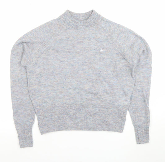 Jack Wills Women’s Grey Wool Mock Neck Long Sleeve Jumper Size 10