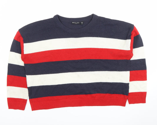 Brave Soul Women's Multicoloured Striped Crew Neck Jumper Size 16