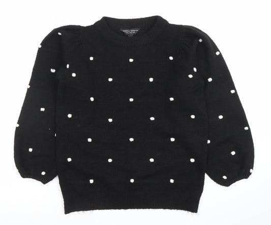 Dorothy Perkins Unisex Black Polka Dot Knit Jumper Size M