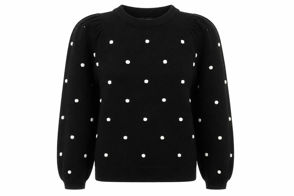 Dorothy Perkins Unisex Black Polka Dot Knit Jumper Size M