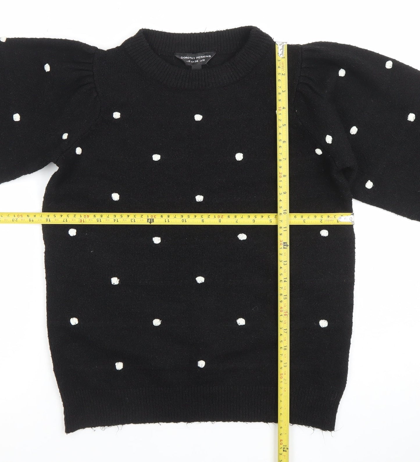 Dorothy Perkins Unisex Black Polka Dot Knit Jumper Size M